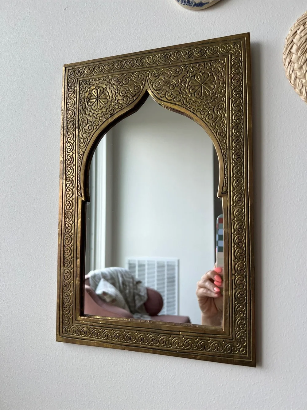Moroccan Brass Accent Mirror Decor
